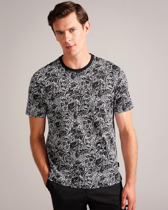 T-Shirt Ted Baker Short Sleeve Leaf Print Multicolore Homme | IUE-48464295